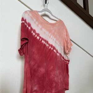 Old Navy Pink and Red Tie-Dye Short Sleeve Top